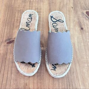 Sam Edelman Andy Slide On Leather Flats Grey Size 8